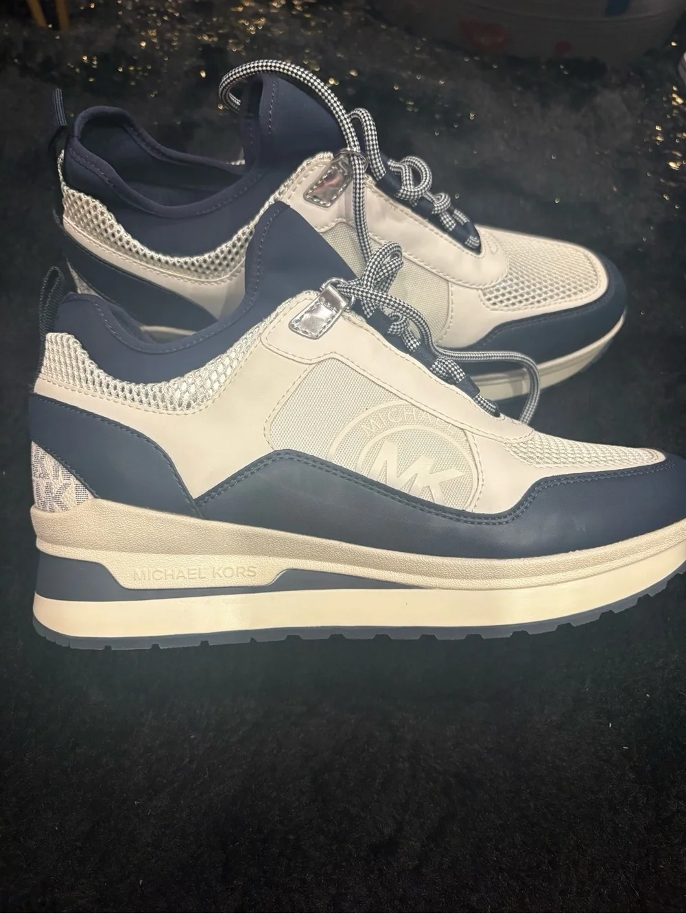 Michael Kors White & Navy Fashion Sneakers AUTHENTIC